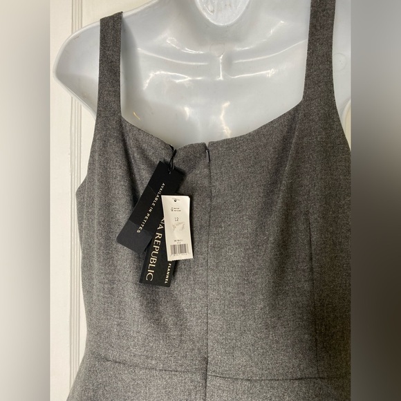 BANANA REPUBLIC NWT Italian Herringbone Flannel Peplum Gray Square Neck Dress - Picture 8 of 9